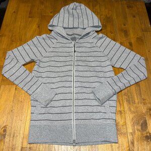 Lululemon women's full zip hooded athletic jacket size 4 gray stripe